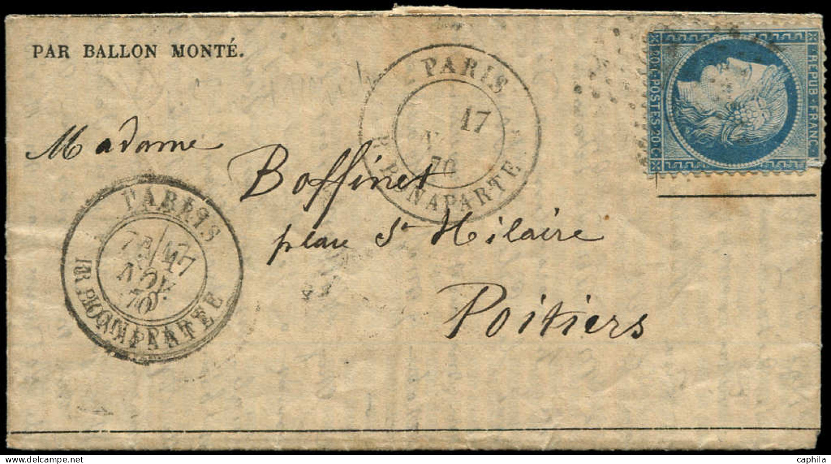 LET FRANCE - Ballons Montés - Général Ulrich, Lettre Journal "Gazette Des Absents N° 8", Départ Paris Rue Bonaparte 17/1 - Guerre De 1870