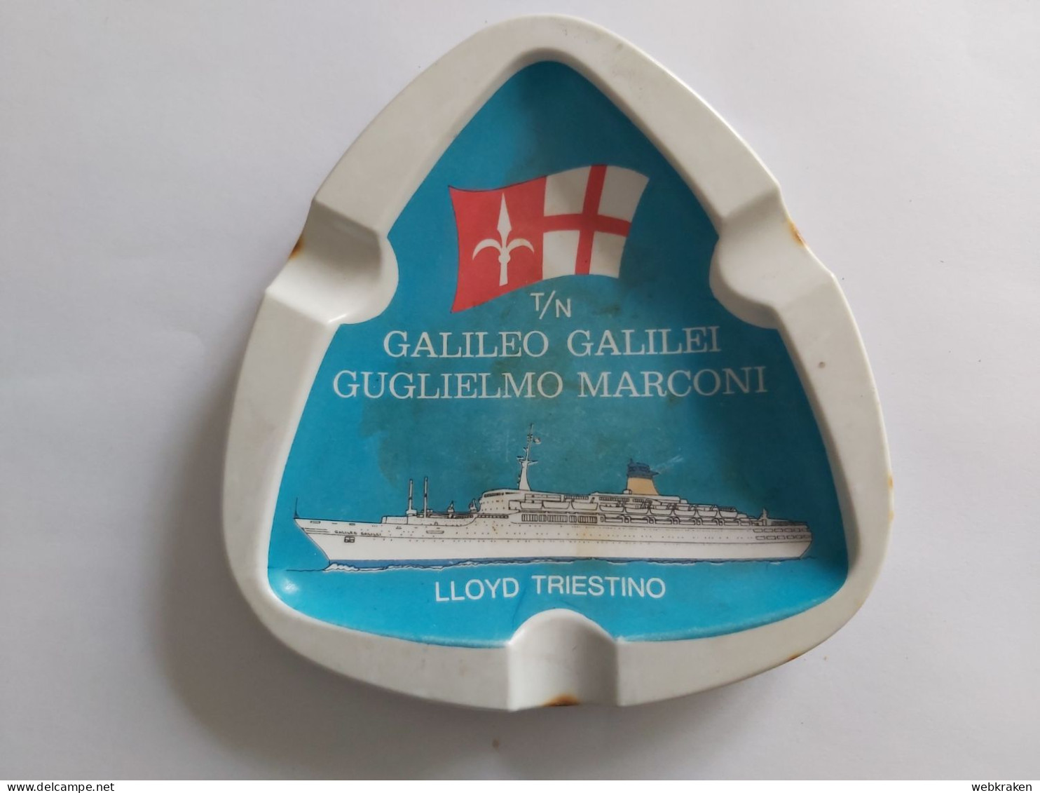 VINTAGE VECCHIO POSACENERE PORTACENERE IN PLASTICA LLOYD TRIESTINO NAVE MARCONI E GALILEI - Reclame-artikelen