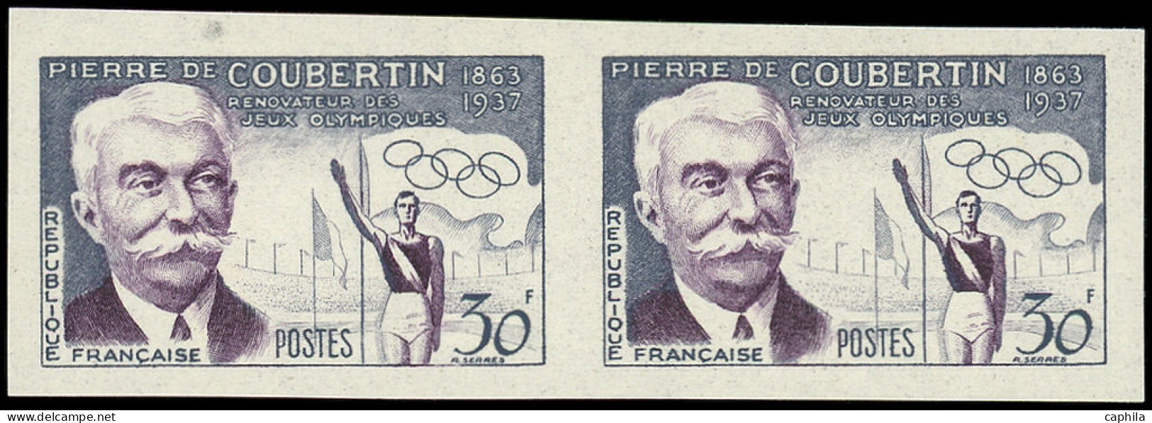 ** FRANCE - Non Dentelés - 1088a, Paire Horizontale: 30f. Coubertin, Jeux Olympiques - Zonder Classificatie