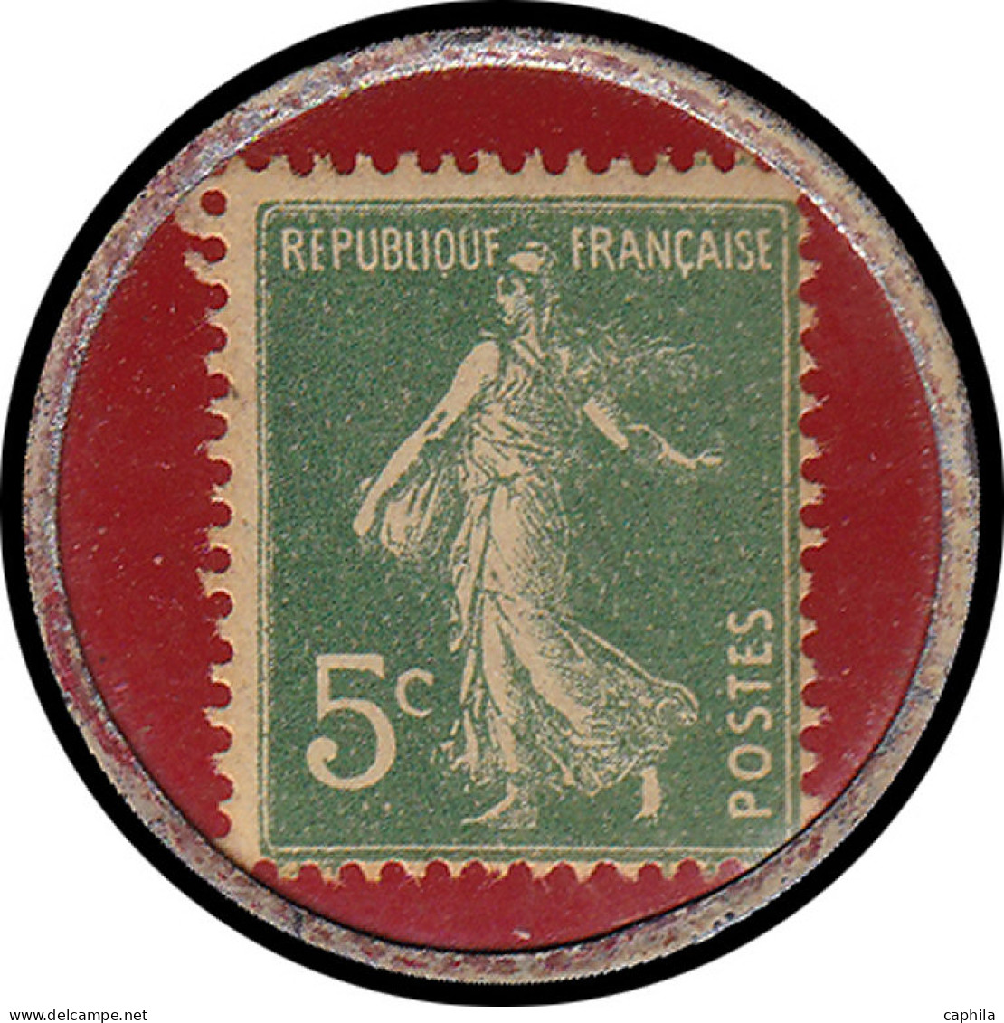 FP FRANCE - Timbres Monnaie - 137, 5c. Semeuse Vert, Fer Peint, Fond Rouge: "Rhum Charleston" - Otros