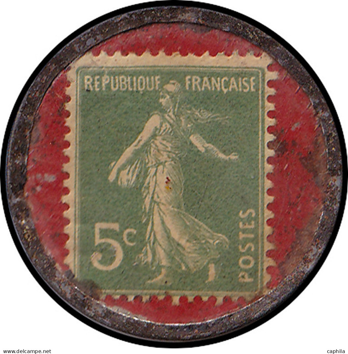 FP FRANCE - Timbres Monnaie - 137, 5c. Semeuse Vert, Fer Peint, Fond Rouge, Type 2: "The Sport - Paris" - Altri