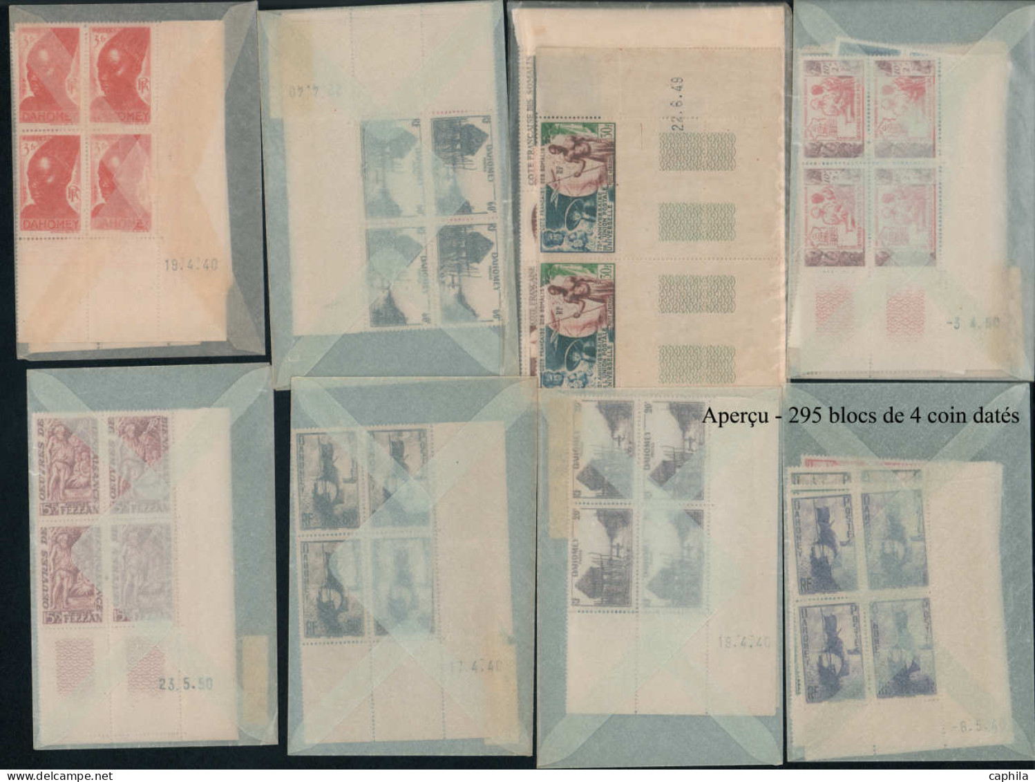 LOT COLONIES FRANCAISES - Poste - Stock de coin datés majorité en bloc de 4 et neufs **, période 1930/1960