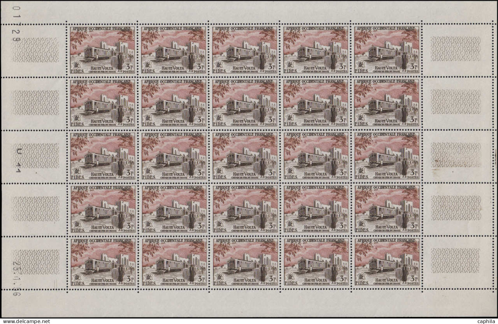 ** COLONIES SERIES - Poste - 1956, FIDES, série complète de 26 valeurs en feuille de 25