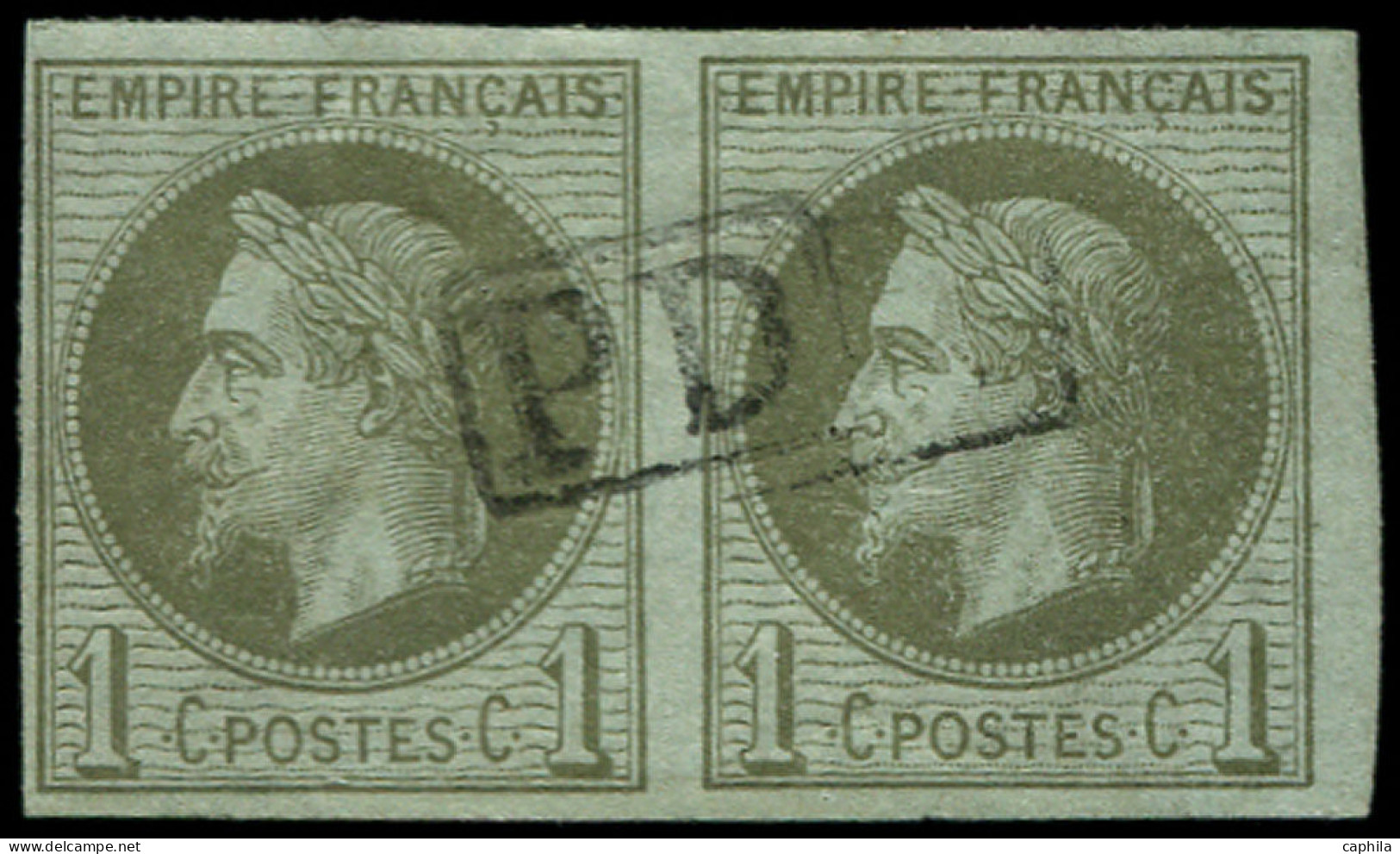 O COLONIES GENERALES - Poste - 7, Paire Bien Margée + Cachet "PD": 1c. Olive - Sonstige & Ohne Zuordnung