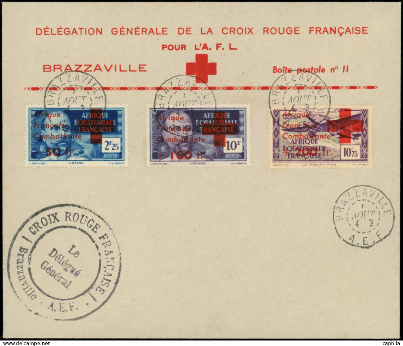 LET AFRIQUE EQUATORIALE - Poste - 165/66 + PA 29, Sur Enveloppe Philatélique Du 1/08/43 - Briefe U. Dokumente