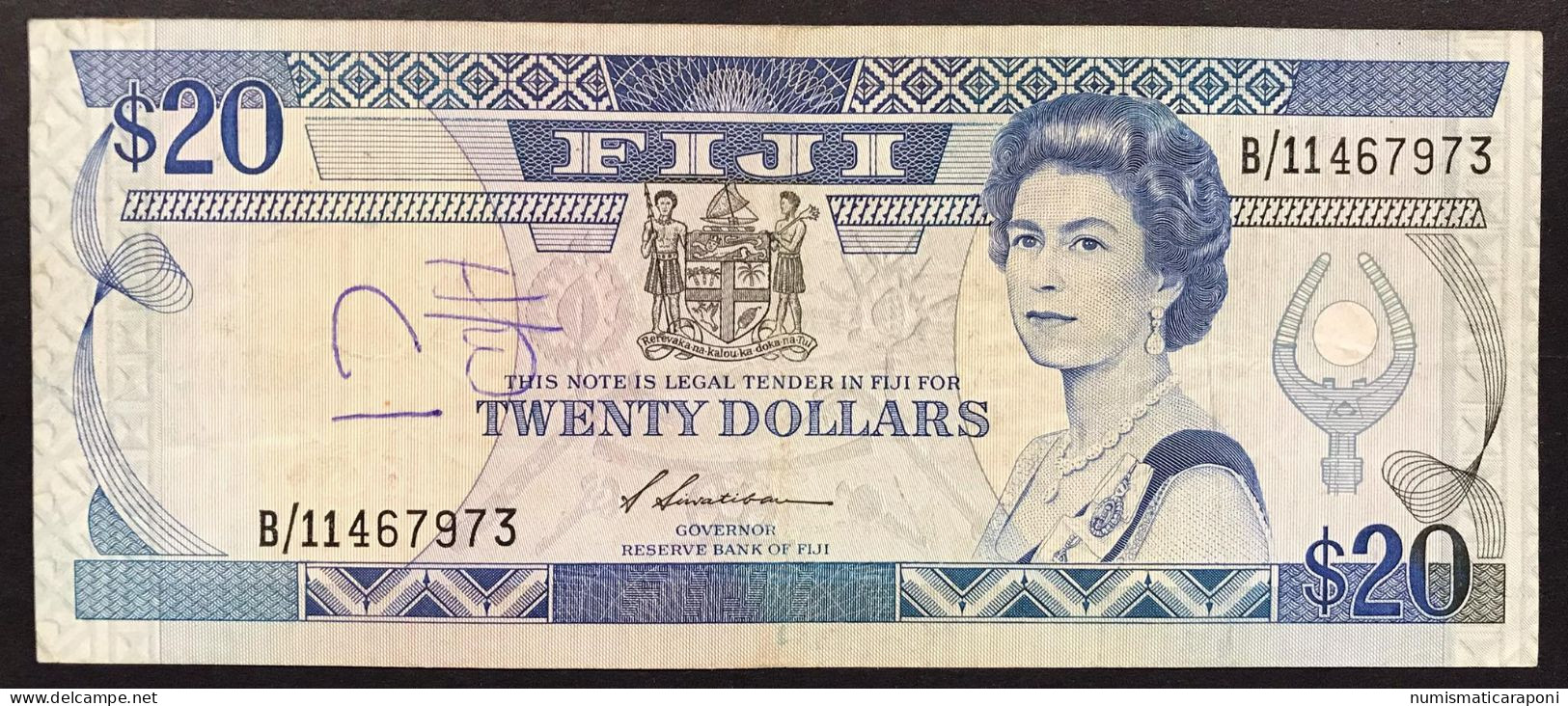 FIJI Figi 20 Dollars  1988 Pick#88  Lotto 270 - Fiji