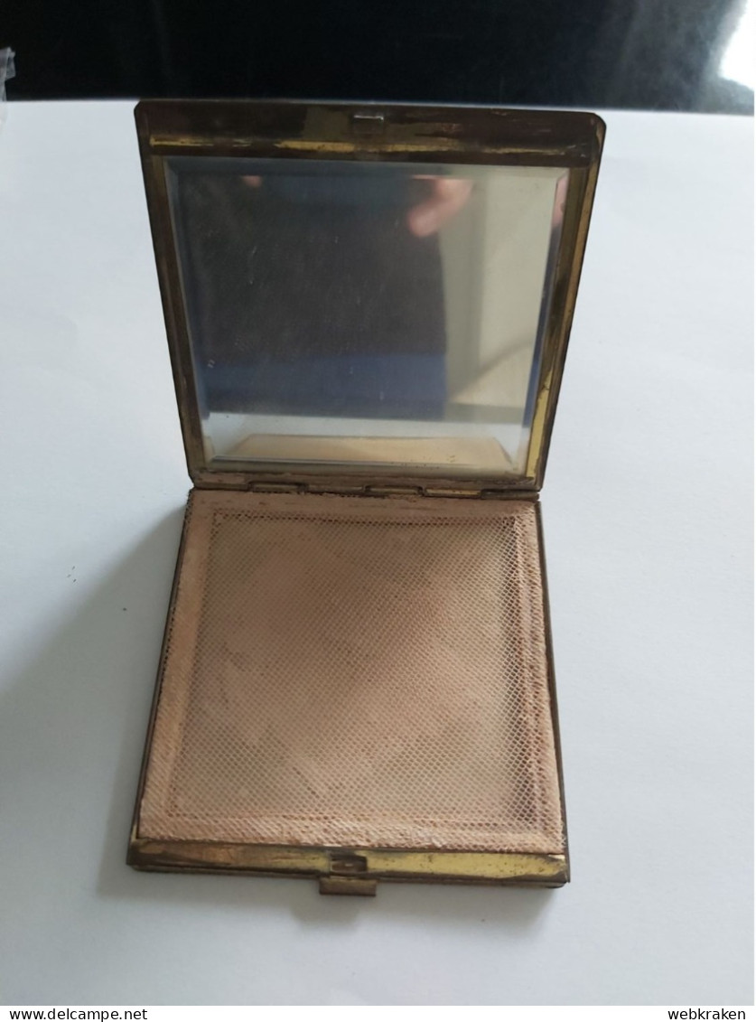 VINTAGE COMPACT SET PORTA CIPRIA IN METALLO CON SPECCHIO MISURA CM. 8 X 8 - Produits De Beauté