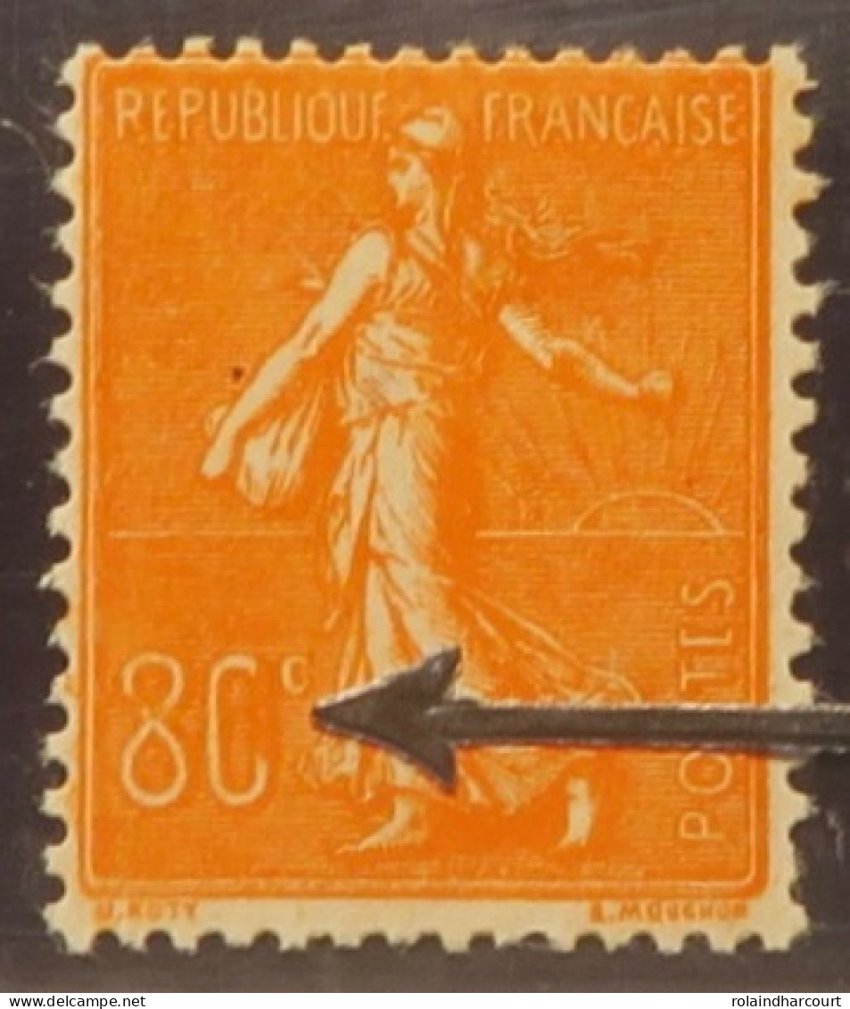 FD/348 - 1924 - TYPE SEMEUSE LIGNEE - N°203a NEUF* - SUPERBE VARIETE >>> " 0 " De 80c Formant " C " (8C) - Unused Stamps