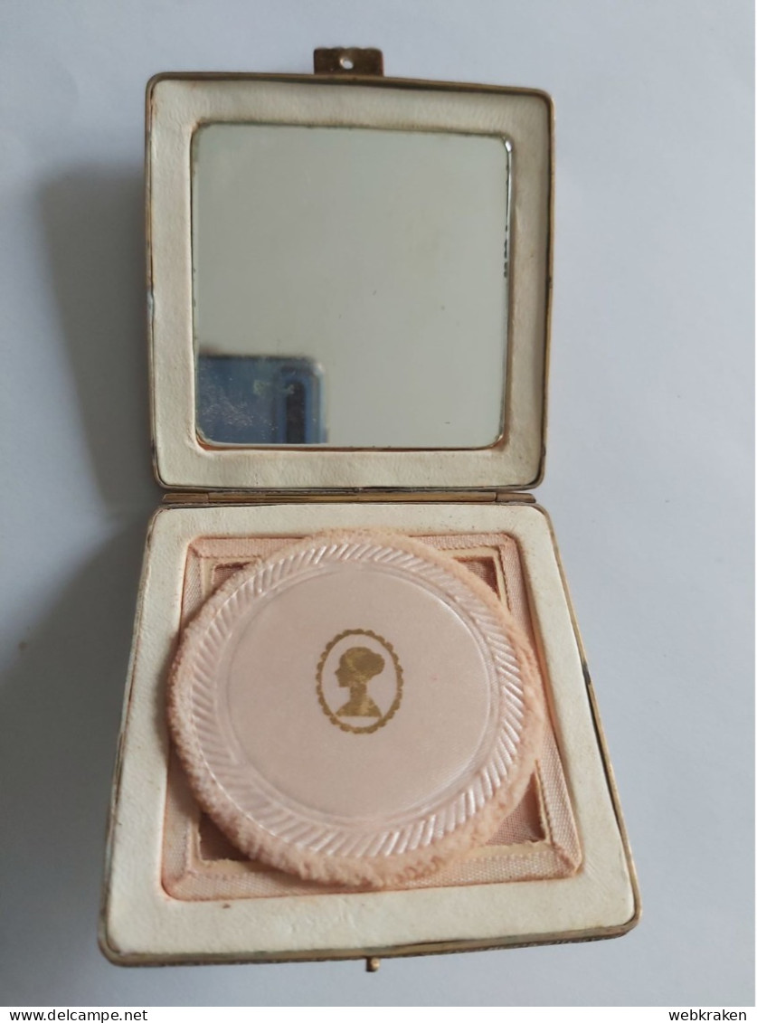 VINTAGE COMPACT SET PORTA CIPRIA IN METALLO CON SPECCHIO MISURA CM. 8 X 8 - Beauty Products