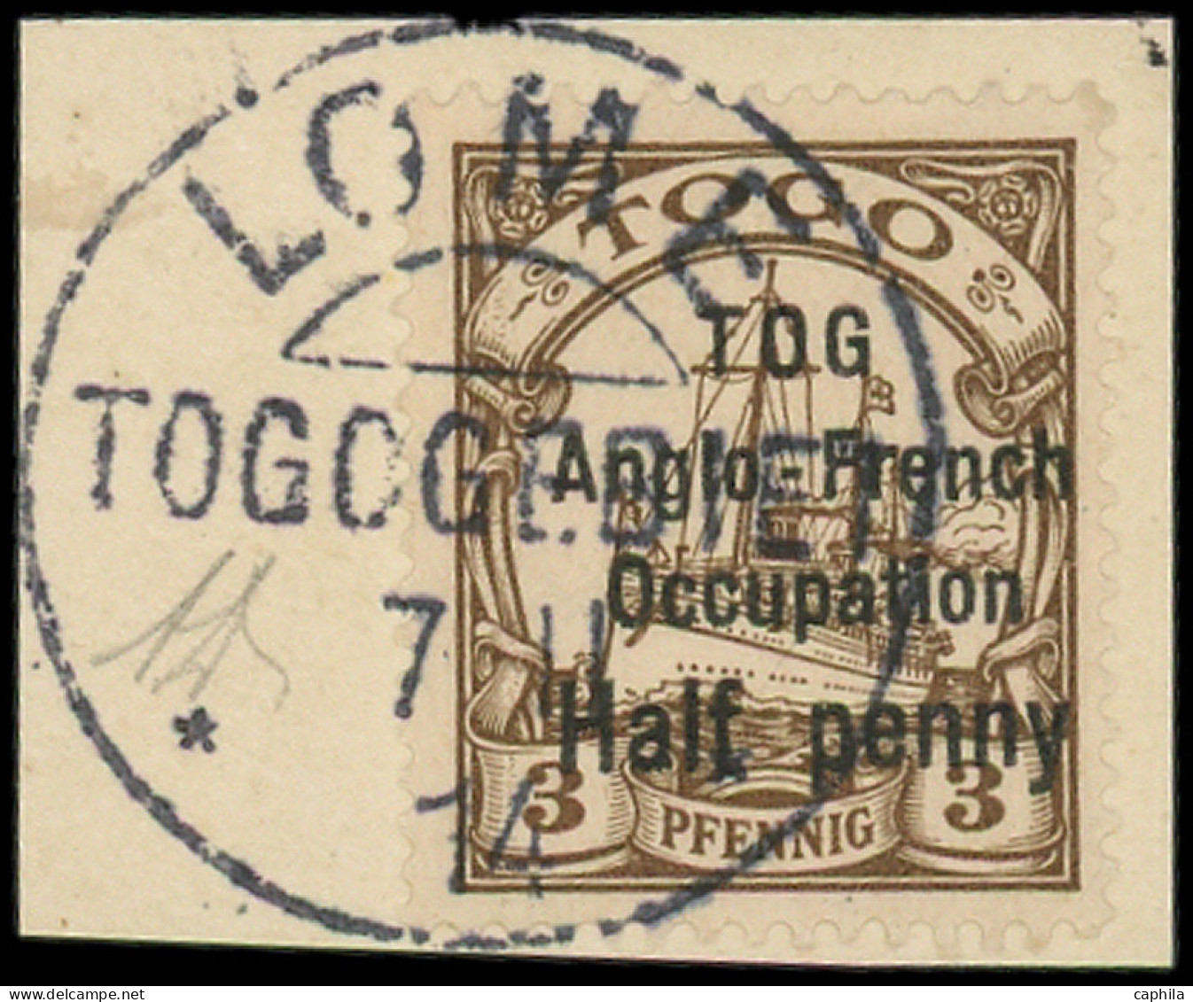 O TOGO - Poste - 31Ab, Type II, "Tog" Au Lieu De Togo, Signé Scheller: 1/2p. Sur 3pf. Brun - Usados