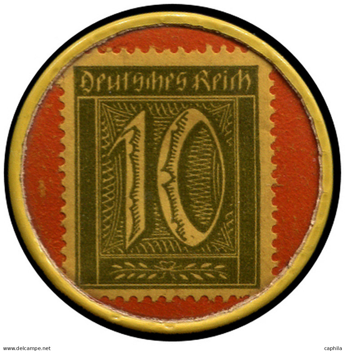 CEL ALL. EMPIRE - Timbres Monnaie - 139, Celluloïd (fond Rouge), 10pf. Olive: "Hassia Schuhhmaus" - Other & Unclassified