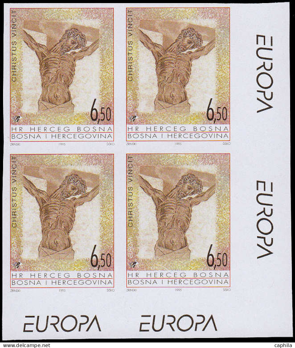 ** BOSNIE-HERCEG BOSNA - Poste - 10, Bloc De 4 Non Dentelé, Cdf (tirage 180): 6.50d. Europa 1995, Christ Sur La Croix - Bosnia And Herzegovina