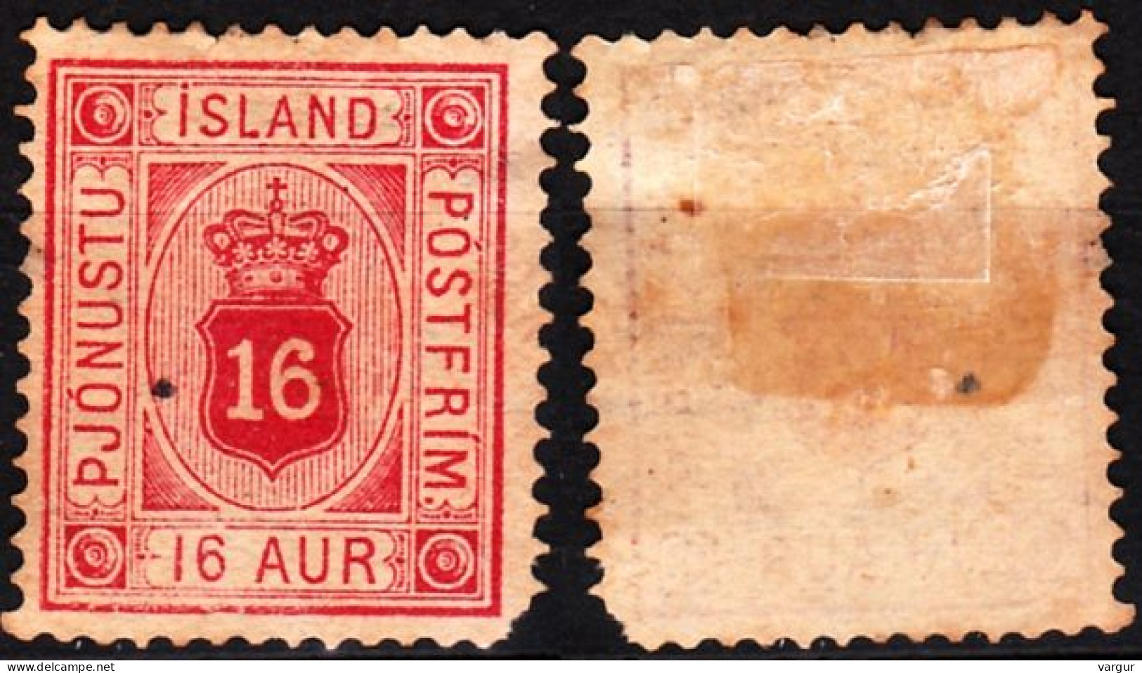 ICELAND / ISLAND Postage Due 1876 Figure In Oval. 16A, Perf 14:13 1/2, MH No Gum - Servizio