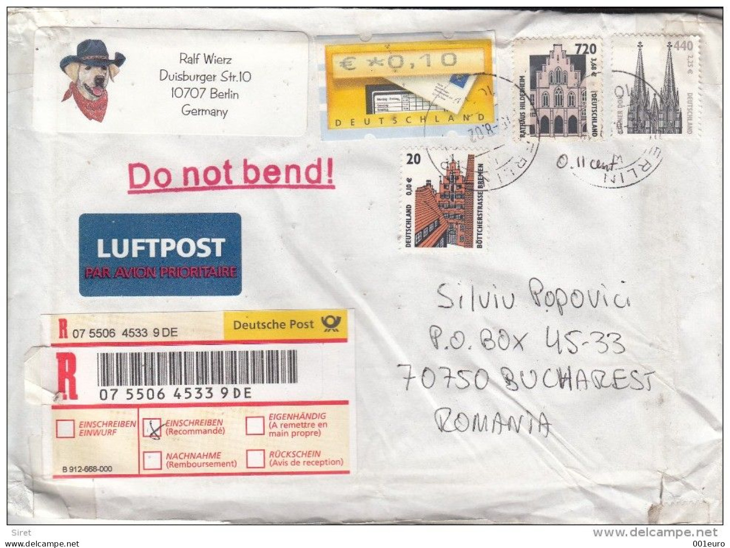 GERMANY: REGISTERED Cover Circulated To ROMANIA - Registered Shipping! - Gebraucht