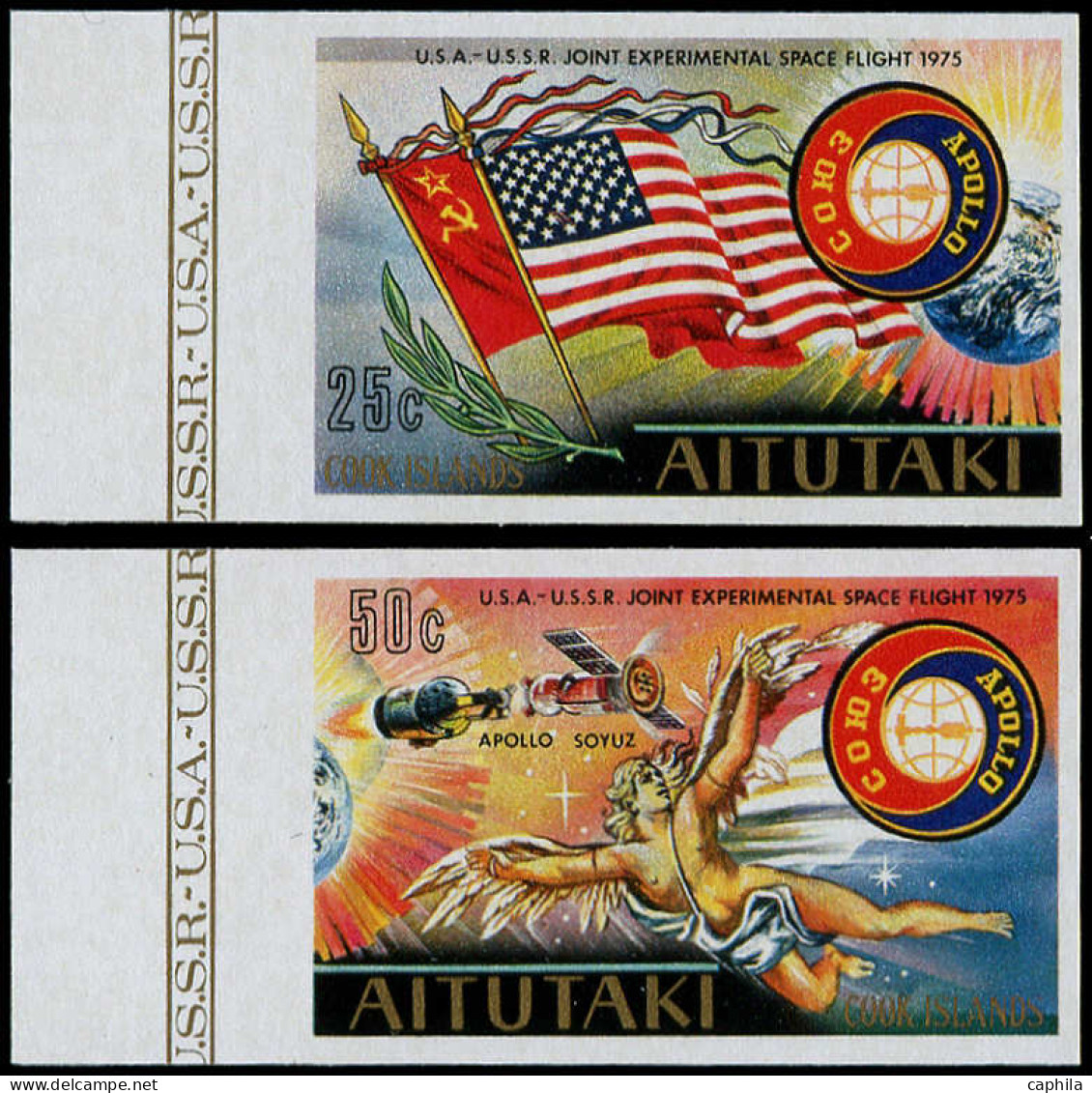 ** AITUTAKI - Poste - 134/35, Non Dentelés Bdf (tirage 150): Coopération Spatiale USA - URSS - Aitutaki