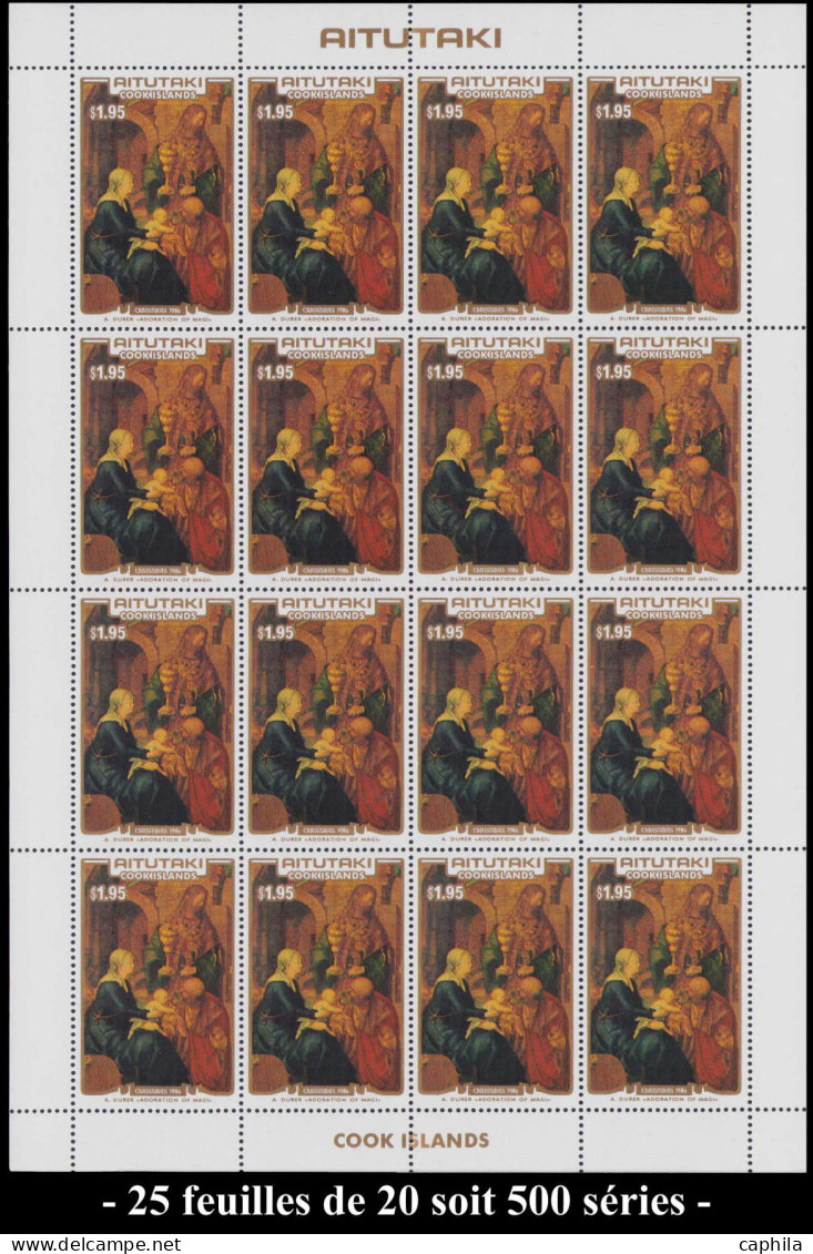 ** AITUTAKI - Poste - 442/45, Stock De 500 Séries En 25 Feuilles Complètes De 20 De Chaque: Durer - Aitutaki