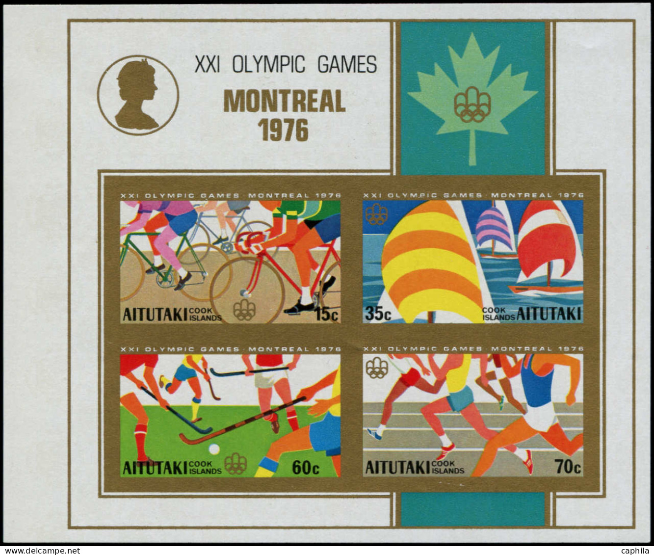 ** AITUTAKI - Blocs Feuillets - 9, Non Dentelé (tirage 150): Jeux Olympiques De Montréal 1974, Cycle - Aitutaki