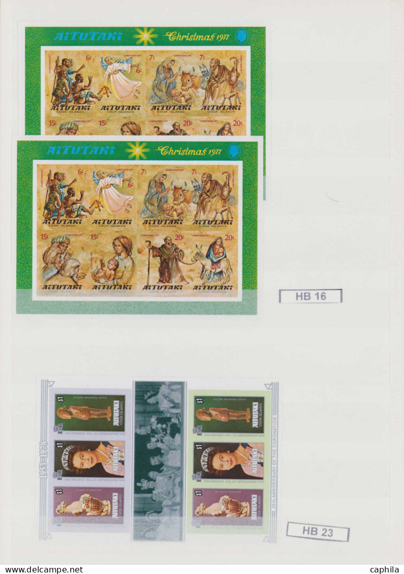 LOT AITUTAKI - Non Dentelés - Collection spécialisée de 299 timbres + 26 feuillets tous non dentelés (archives Fournier 