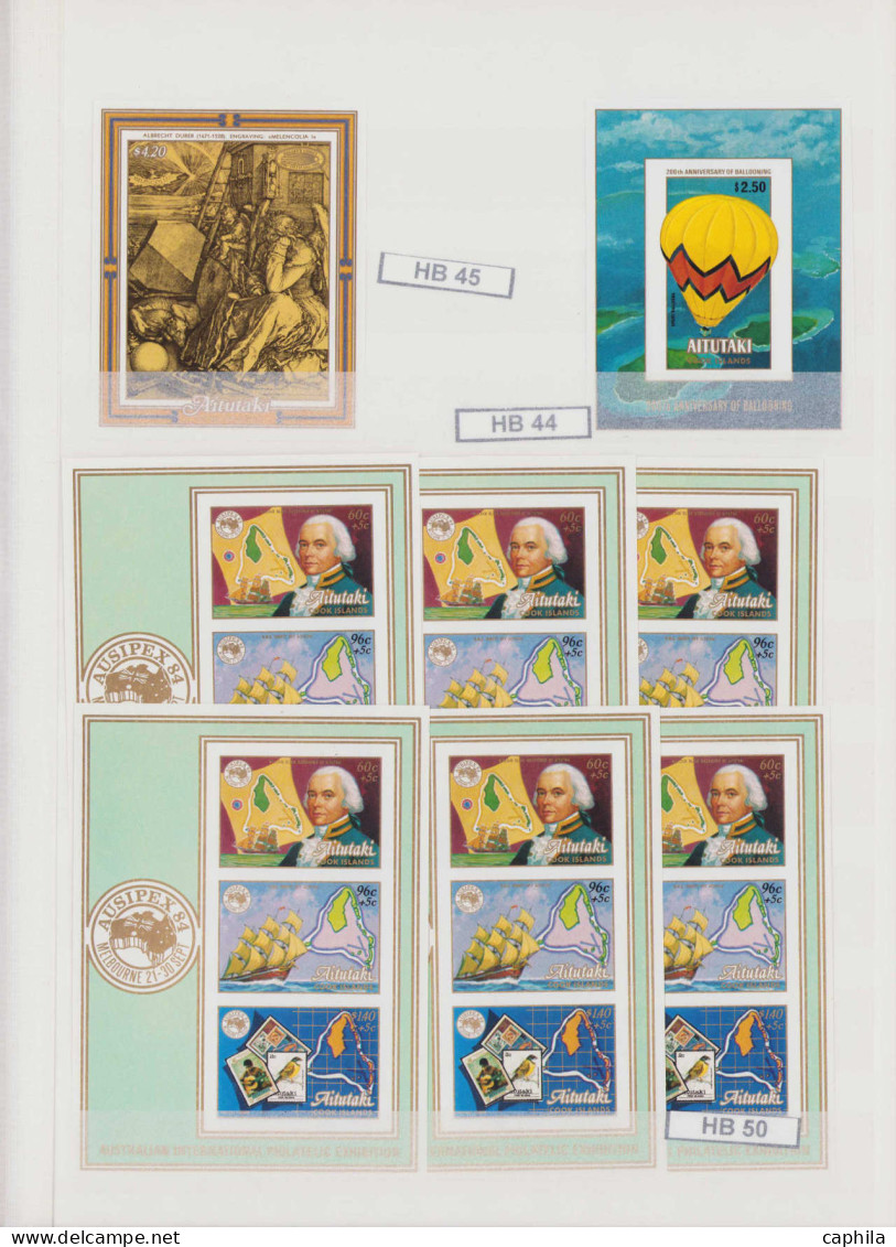 LOT AITUTAKI - Non Dentelés - Collection spécialisée de 299 timbres + 26 feuillets tous non dentelés (archives Fournier 