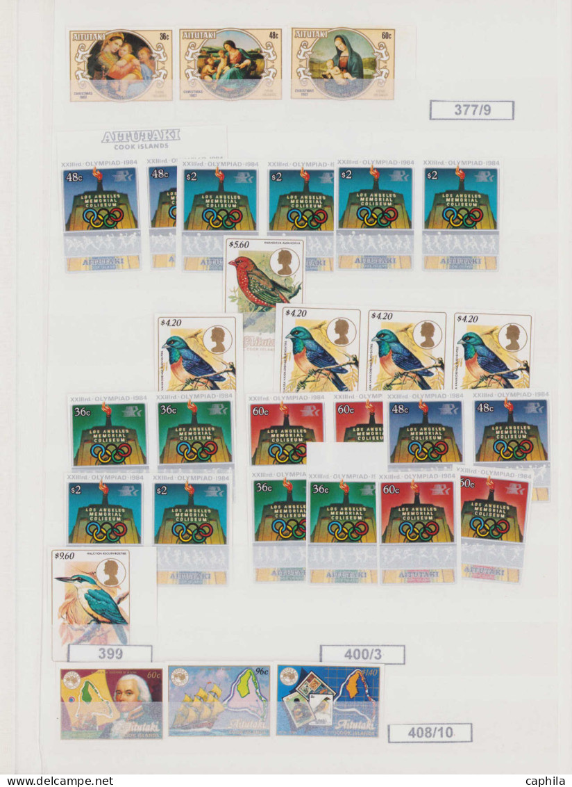 LOT AITUTAKI - Non Dentelés - Collection spécialisée de 299 timbres + 26 feuillets tous non dentelés (archives Fournier 