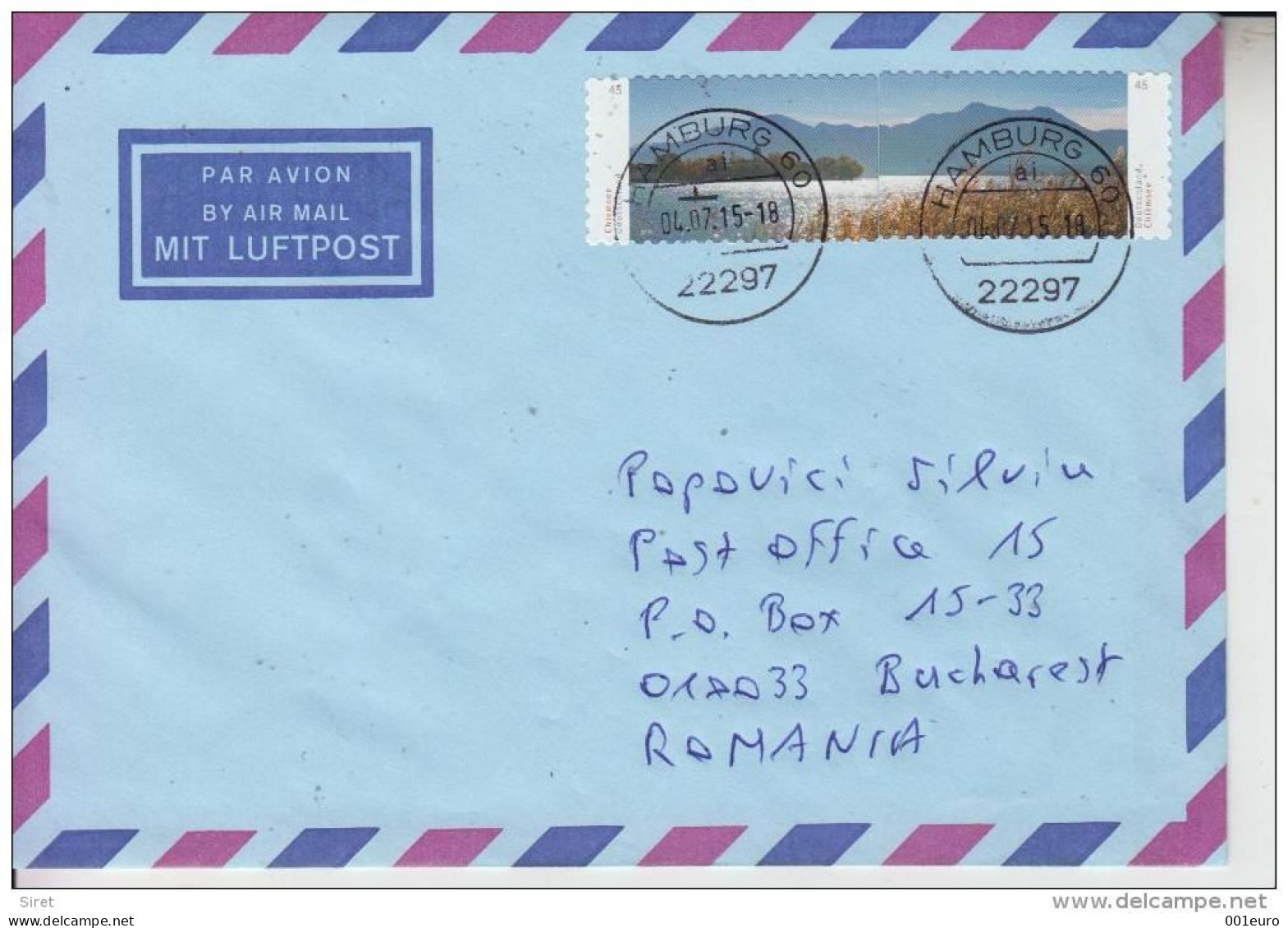 GERMANY : LAKE / LANDSCAPE Self Adhesive Stamps On Cover Circulated To ROMANIA #323965910 - Registered Shipping! - Gebraucht