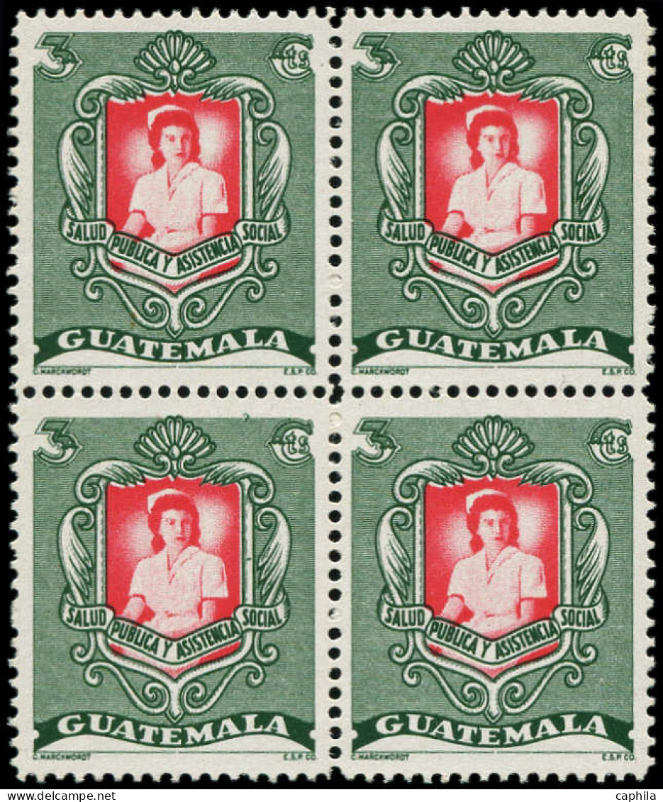 ** GUATEMALA - Poste - 349, Bloc De 4, Double Impression Du Vert: Infirmière - Guatemala