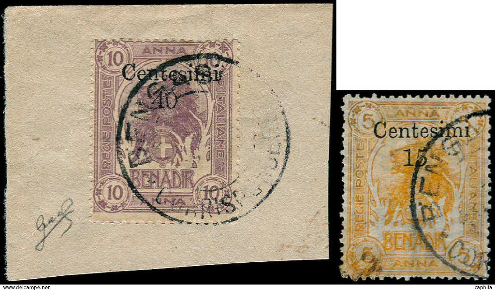 O SOMALIE ITALIENNE - Poste - 8/9, Certificat Biondi, 9 Sur Fragment: Timbres De 1903 Surchargés (Sas. 8/9) - Somalia