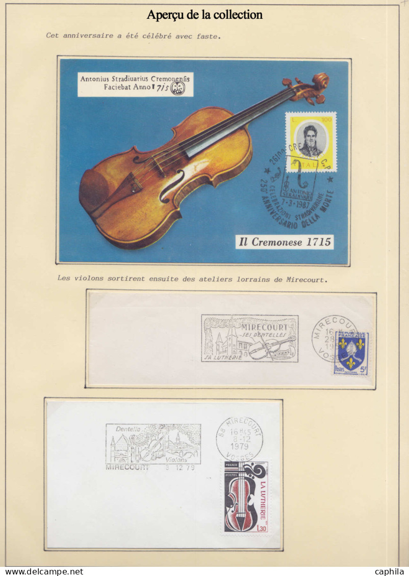 LOT Musique - Lots & Collections - Collection sur le violon en  2 albums + une boite de lettres, dont non dentelés, cach