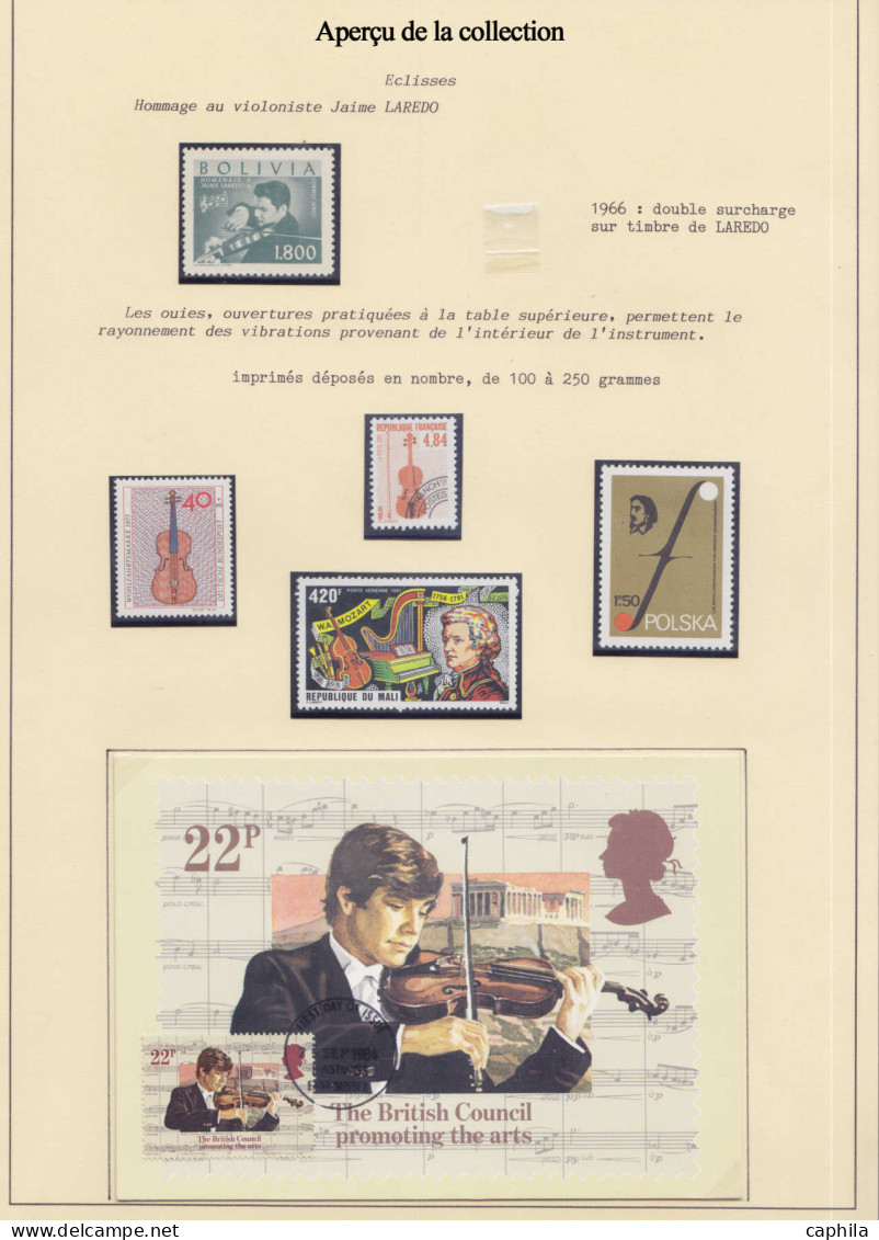 LOT Musique - Lots & Collections - Collection sur le violon en  2 albums + une boite de lettres, dont non dentelés, cach