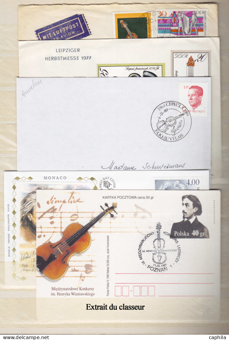 LOT Musique - Lots & Collections - Collection sur le violon en  2 albums + une boite de lettres, dont non dentelés, cach