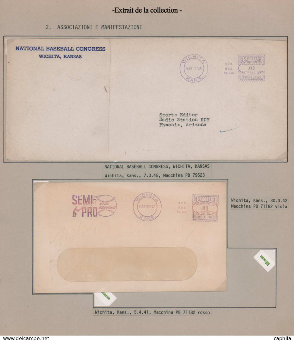 EMA Baseball & Cricket - Poste - Un album contenant plus de 200 enveloppes ou fragments avec EMA du monde entier (1941/2