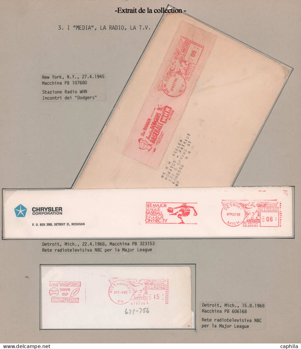 EMA Baseball & Cricket - Poste - Un album contenant plus de 200 enveloppes ou fragments avec EMA du monde entier (1941/2