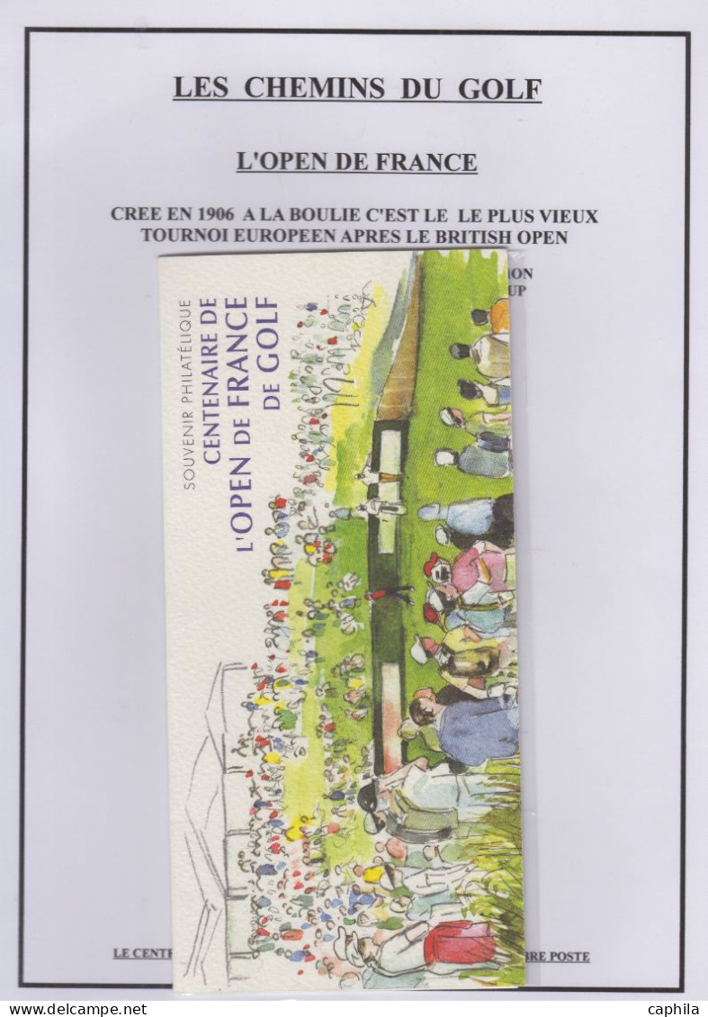 LOT Golf - Poste - Collection en 3 volumes, dont timbres, blocs et documents