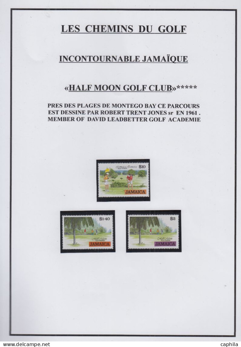 LOT Golf - Poste - Collection en 3 volumes, dont timbres, blocs et documents