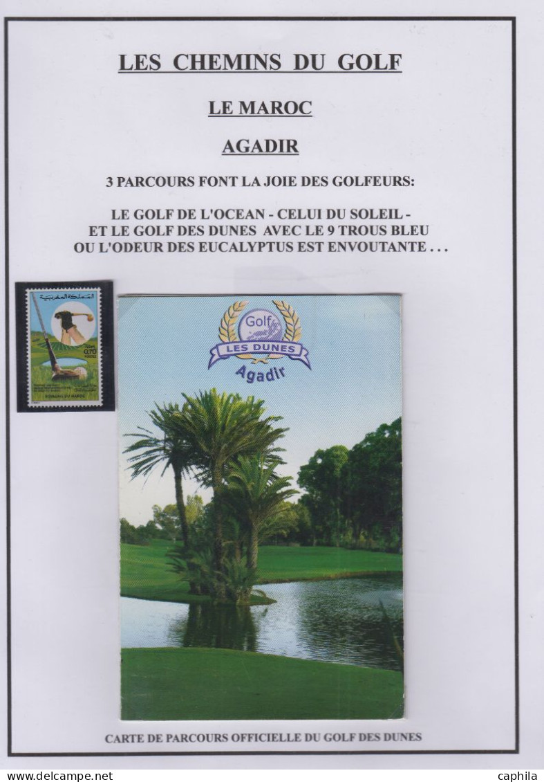 LOT Golf - Poste - Collection en 3 volumes, dont timbres, blocs et documents