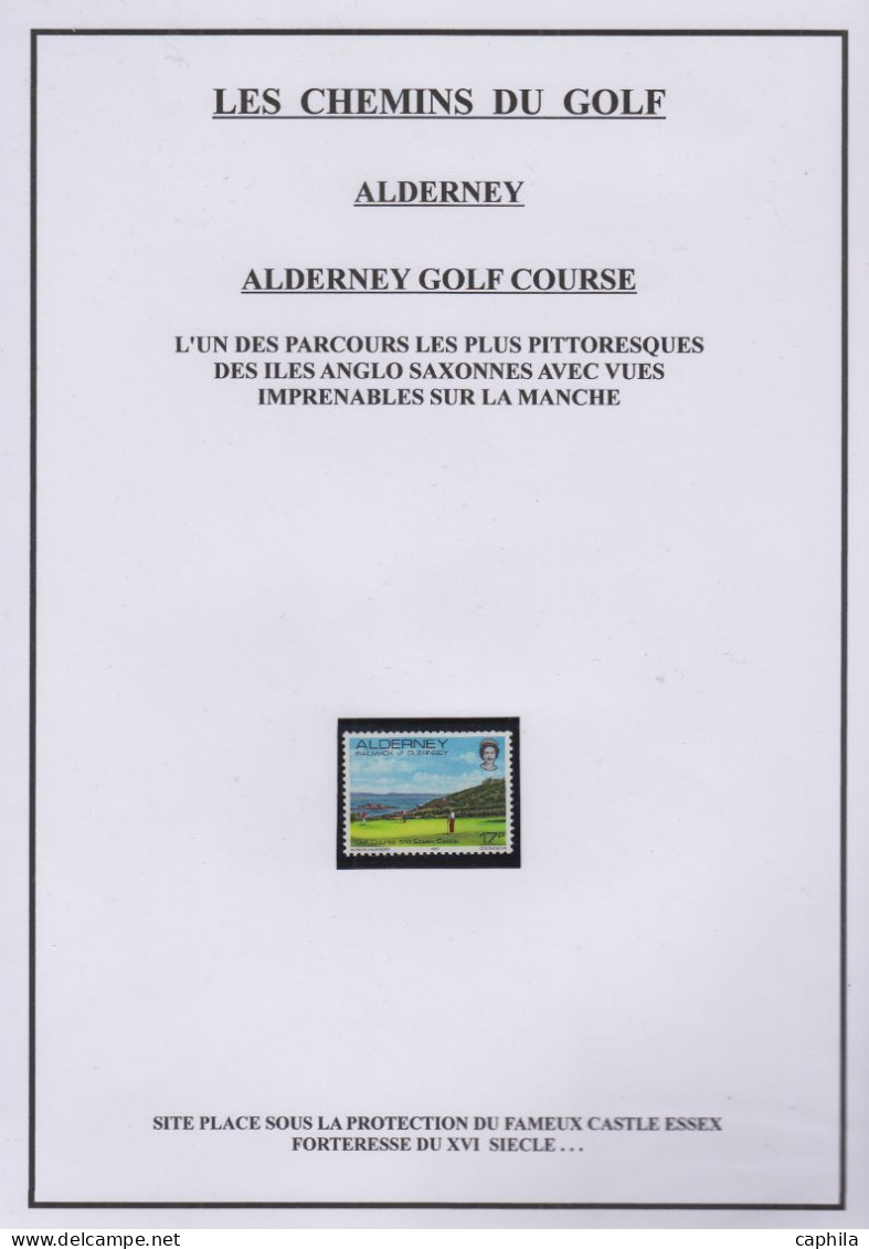 LOT Golf - Poste - Collection en 3 volumes, dont timbres, blocs et documents