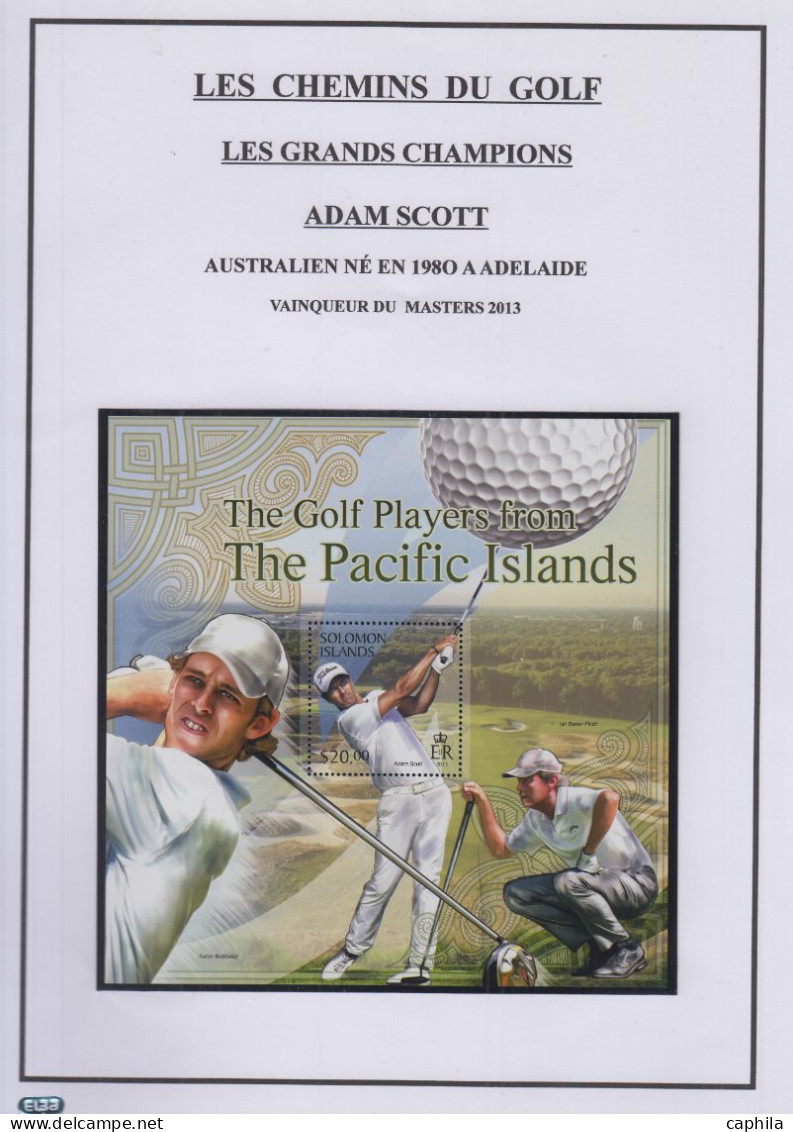 LOT Golf - Poste - Collection en 3 volumes, dont timbres, blocs et documents