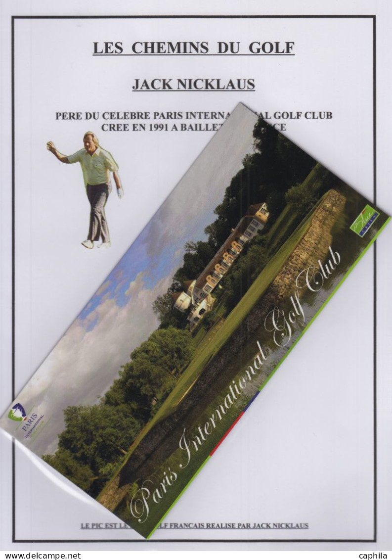LOT Golf - Poste - Collection en 3 volumes, dont timbres, blocs et documents