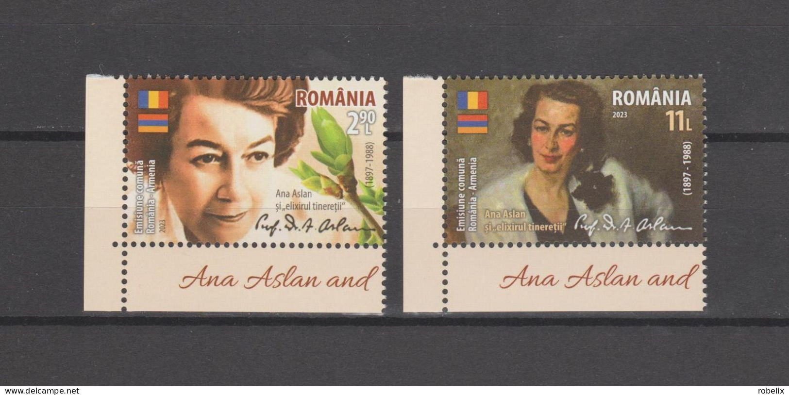 ROMANIA 2023 Joint Issue ROMANIA - ARMENIA - ANA ASLAN - Inventor Of The GEROVITAL Medicine -set Of 2 Stamps MNH** - Emissions Communes