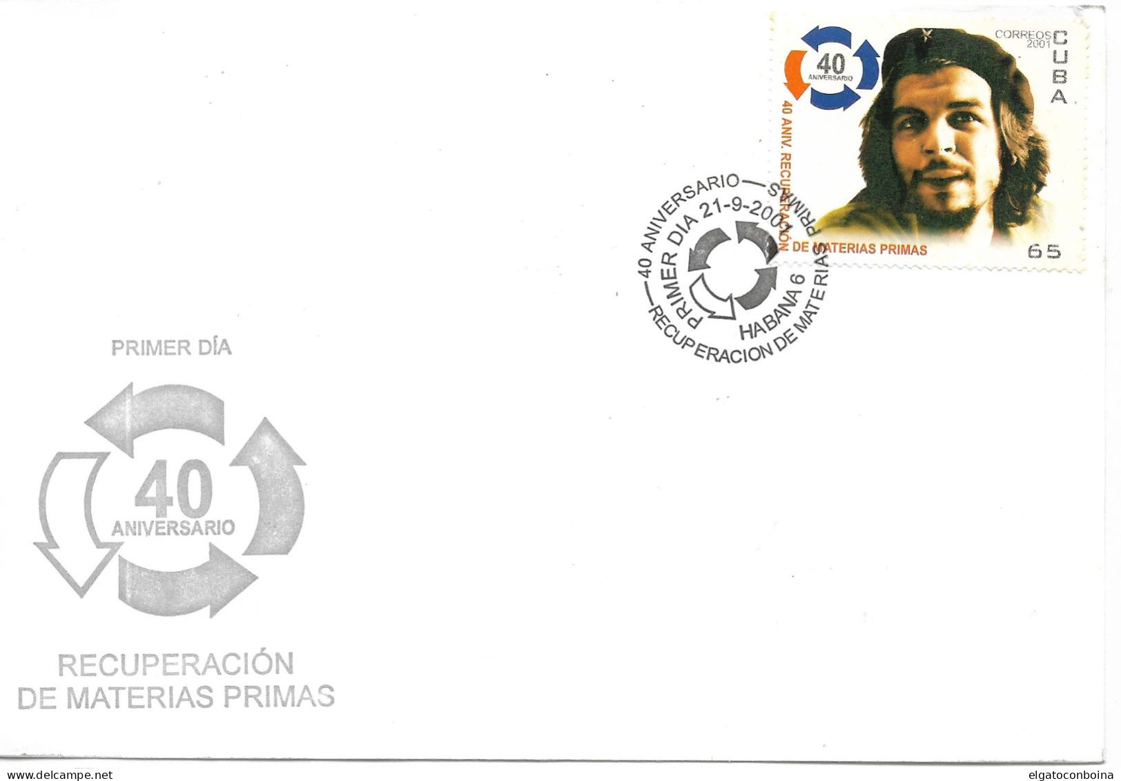 CUBA 2001 ERNESTO CHE GUEVARA RAW MATERIALS, RECOVERY, INDUSTRY, POLITIC, HISTORY, FDC - FDC