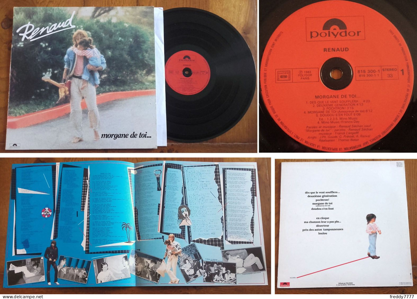 RARE French LP 33t RPM (12") RENAUD «Morgane De Toi...» (Inclus Double Encart / Lyrics And Pictures Insert, 1983) - Collector's Editions