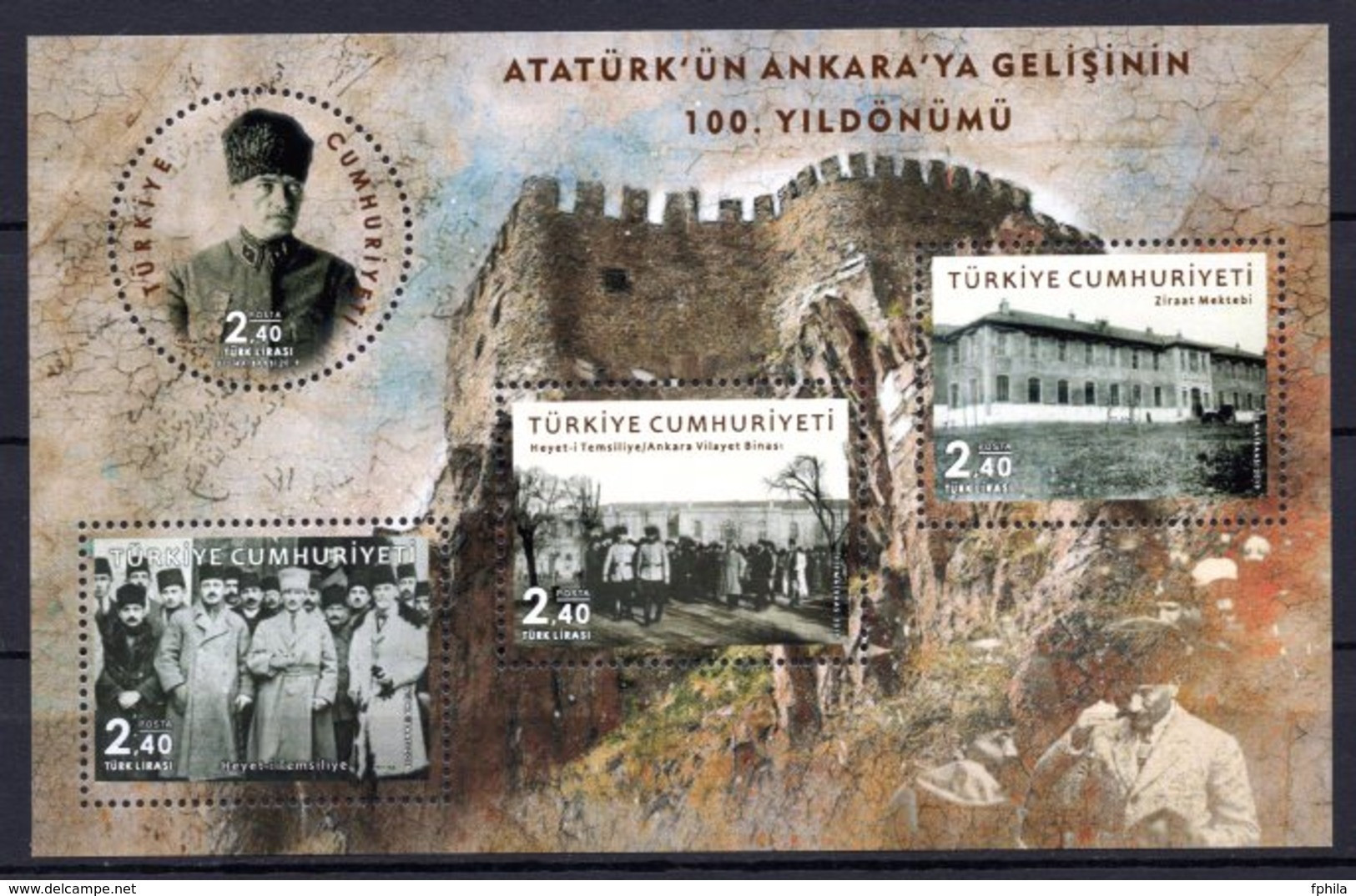 2019 TURKEY CENTENARY OF ATATURK'S ARRIVAL IN ANKARA SOUVENIR SHEET MNH ** - Blocchi & Foglietti