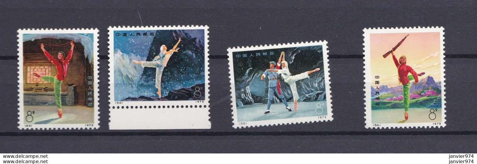 Chine 1973. 4 Timbres , La Serie Complète,  Ballet Révolutionnaire Moderne - La Fille Aux Cheveux Blancs. - Unused Stamps