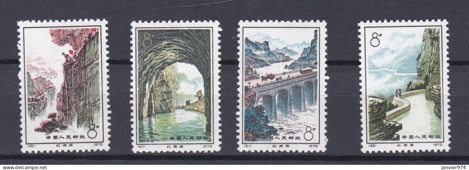 Chine 1972. 4 Timbres , La Serie Complète,  Construction Of Red Flag Canal, Scan Recto Verso - Neufs