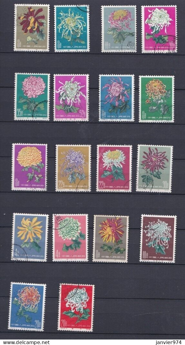 Chine 1960 Et 1961 Chrysanthème Série Complète 18 Timbres, N° 570 - 575 & 577 - 588 - Gebruikt