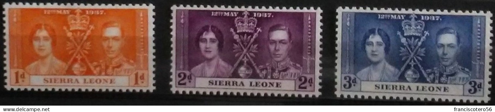 Sierra Leona: Año. 1937 - Coronación (Rey George VI). SG. Nº- *185/187 - En Perfecto Estado De, Conservación. - Sierra Leone (...-1960)