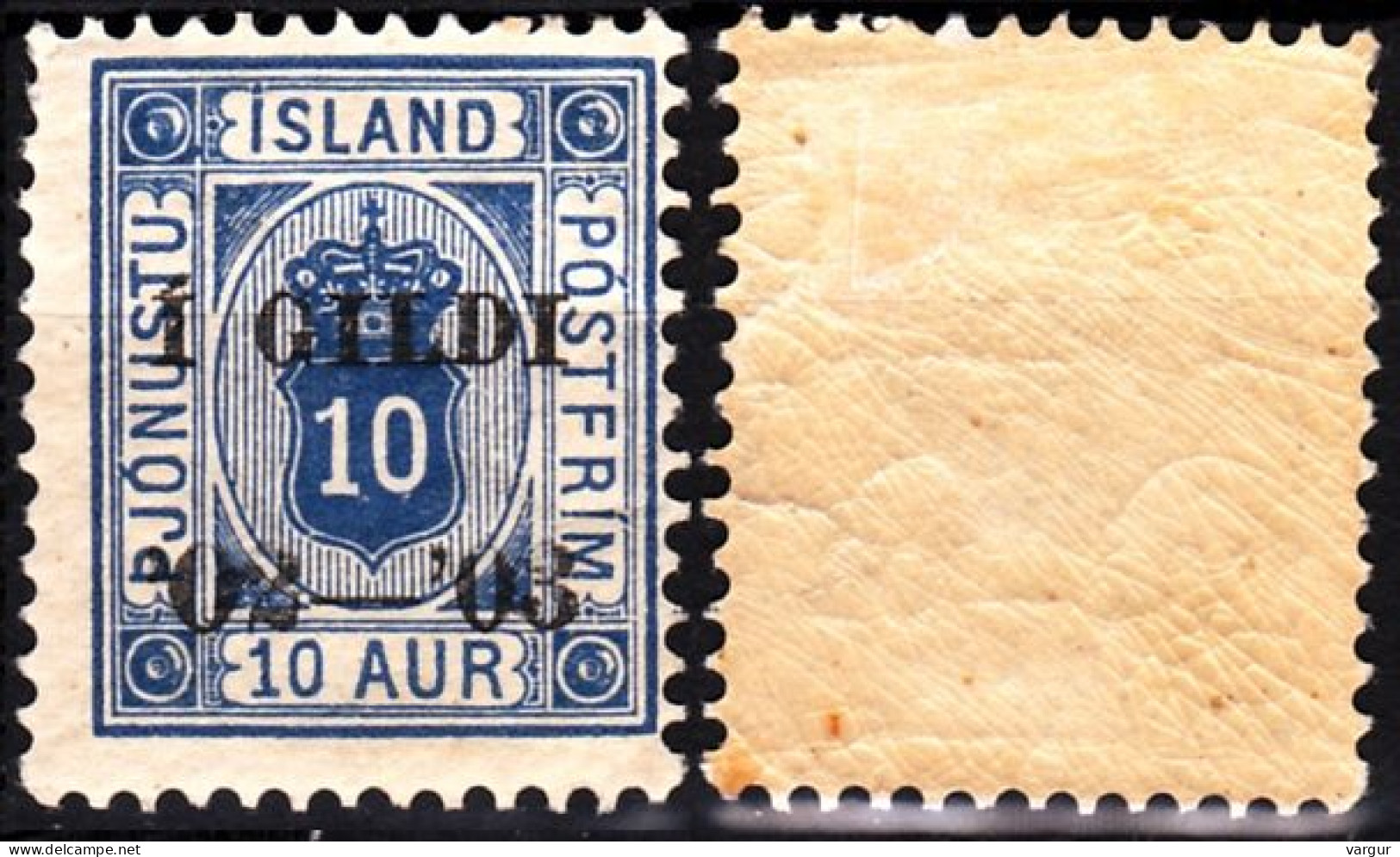 ICELAND / ISLAND Postage Due 1902 Overprint On 10A, Perf 12 3/4, MVLH - Service