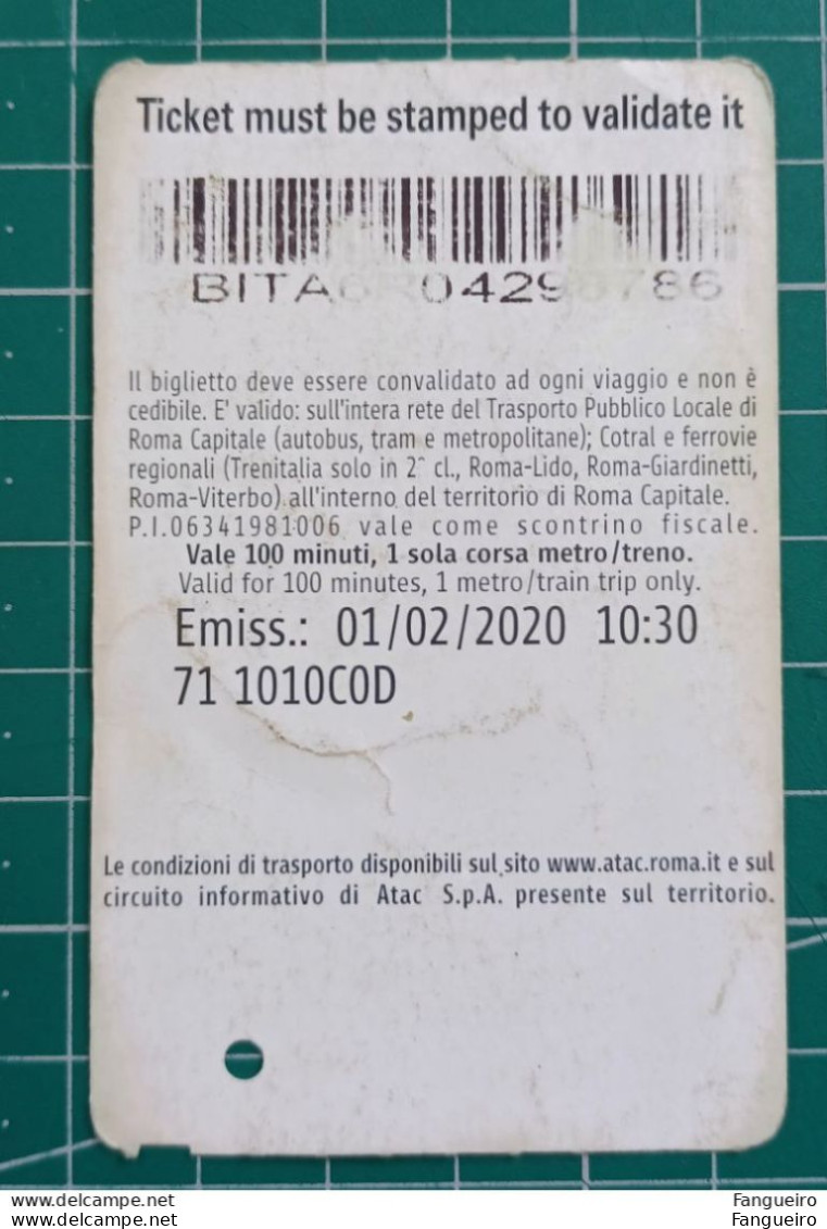 ITALY BUS TICKET MASTERCARD (NOT VERY GOOD CONDITION) - Europe