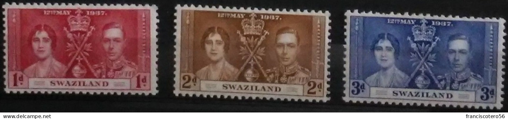Swaziland: Año. 1937 - (Coronación De George VI). SG. Nº- *25/27 - En Perfecto Estado De, Conservación. - Swaziland (...-1967)