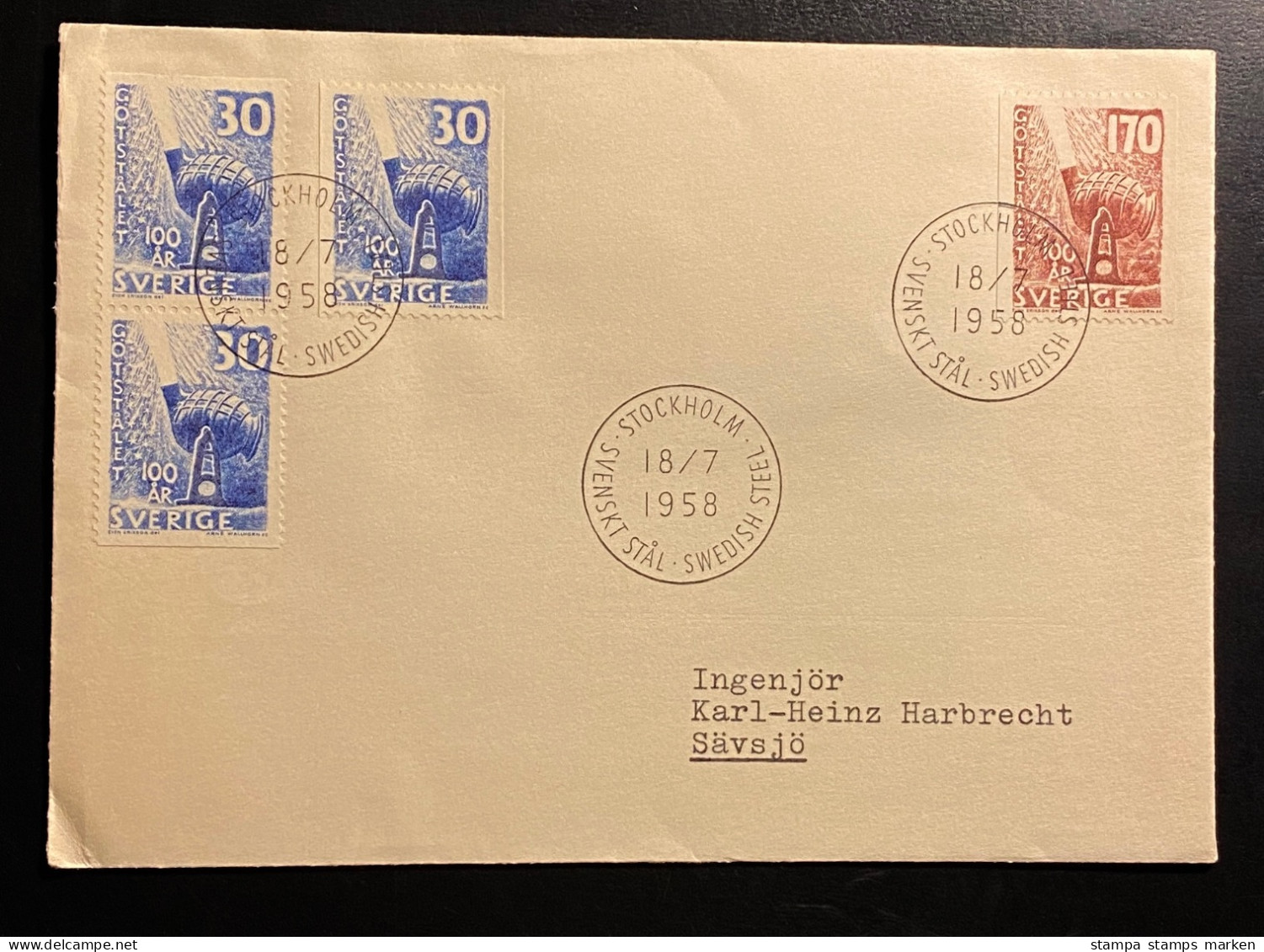 SCHWEDEN 1958 Bessemer Stahl Mi. 441 - 42 FDC Sonderstempel - Briefe U. Dokumente